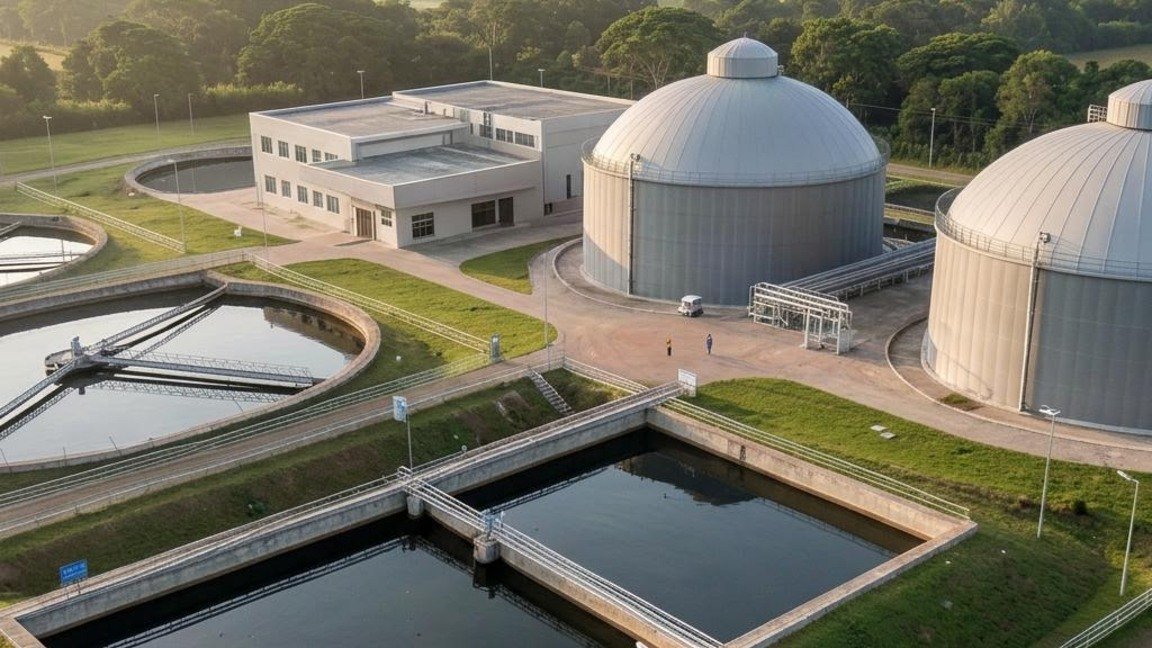Wastewater treatment plant, illustrative image