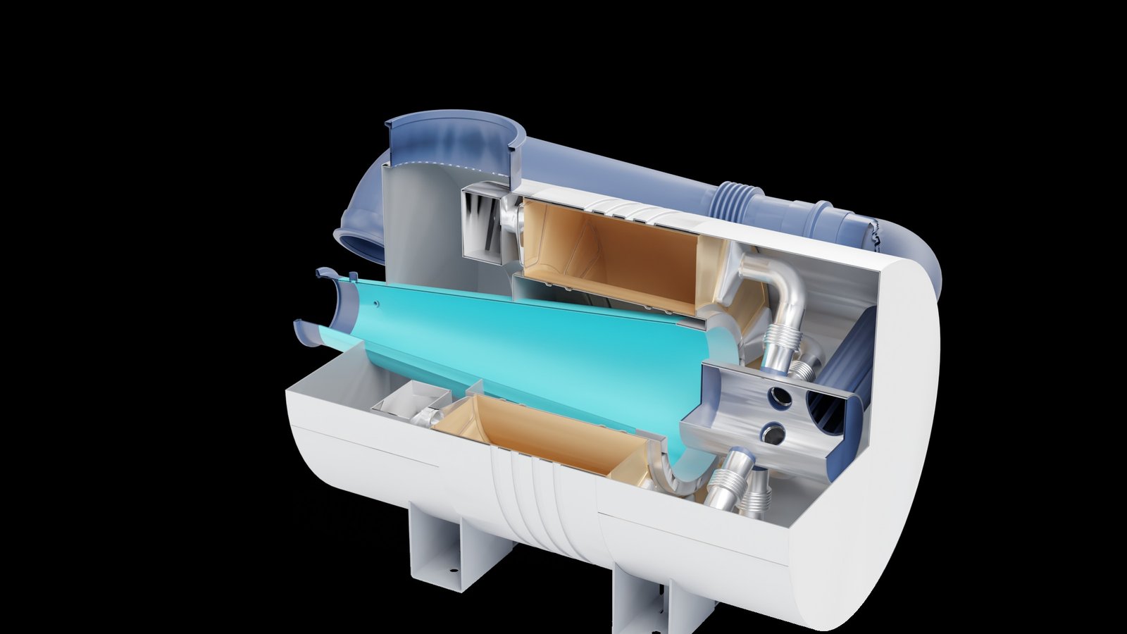 Cutaway render of the recuperator manufactured by ACTE PY, BluenPower’s sister company