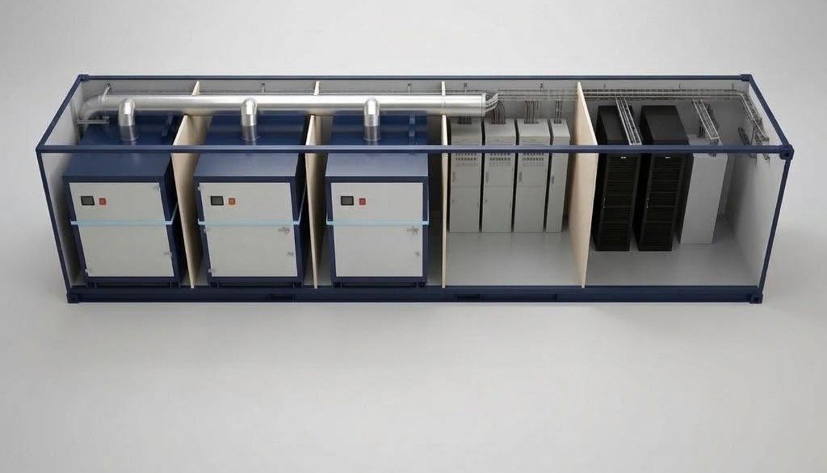 Cutaway of the ID-400 unit with three V200 turbines and two racks