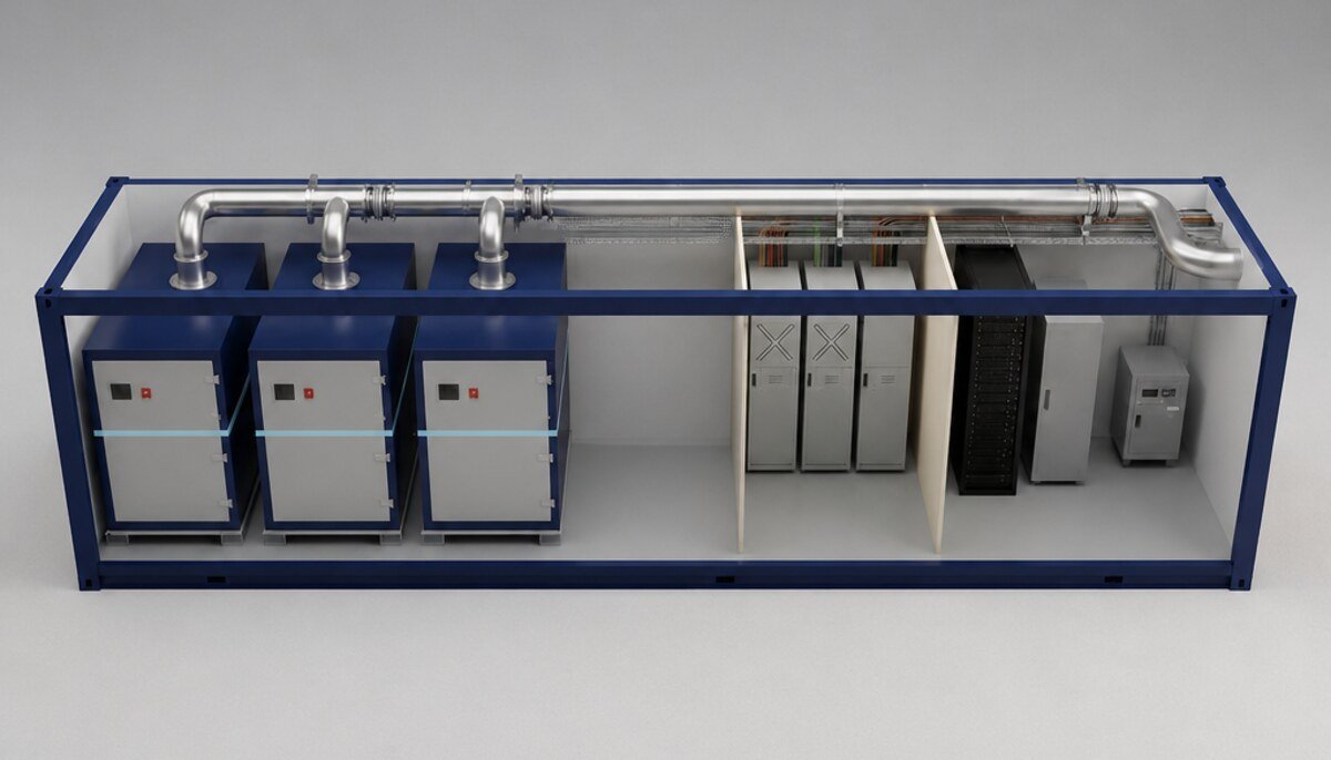 Cutaway of the ID-70 unit with three V70 microturbines in line